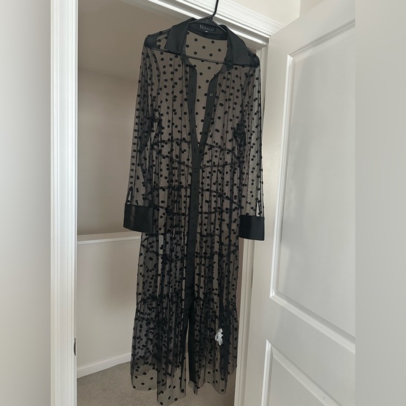 Eloquii Sheer Black Tulle Polka Dot Dress - Picture 2 of 6